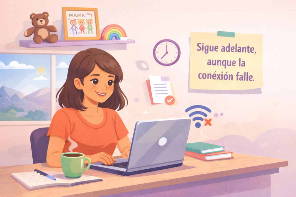 trabajar desde casa con conexión inestable mujer laptop