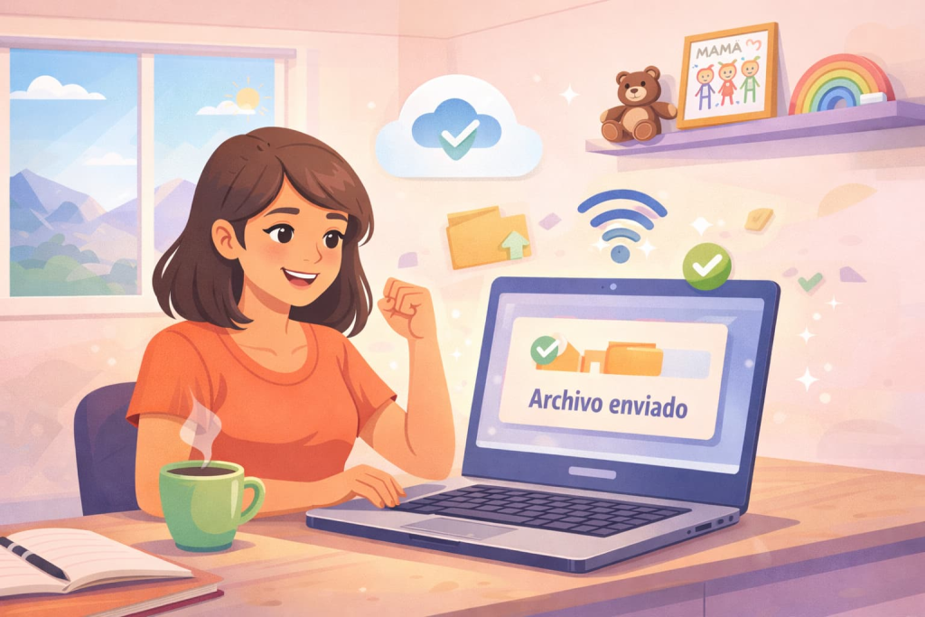 mujer trabajando desde casa logra enviar su trabajo con conexión estable opciones laborales remotas sin internet estable
