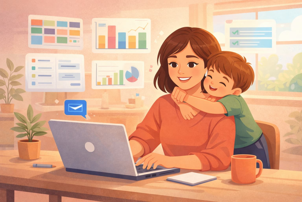 mamás exitosas trabajando en plataformas freelance